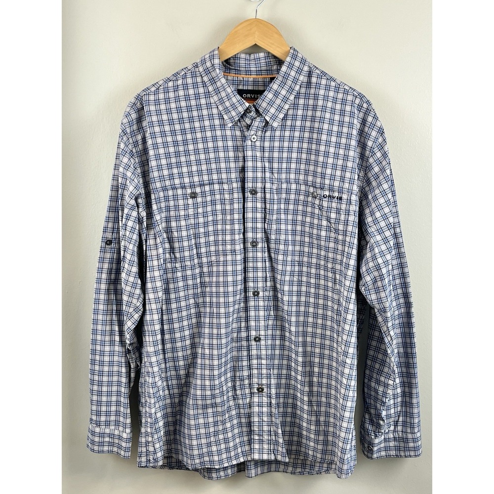 Orvis Performance Shirt Men XL Active‎ Fit Wicking Stretch Lightweight Plaid